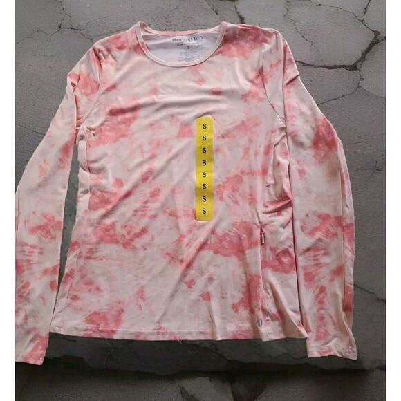 Hang Ten Small UV Protection UPF 50+ Long Sleeve Peach Tie Dye Stretch Swim Top - Picture 2 of 12